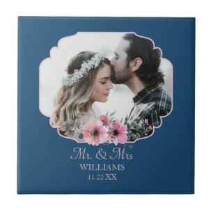 Just Married Photo Portrait Marriage Anniversary Tile
