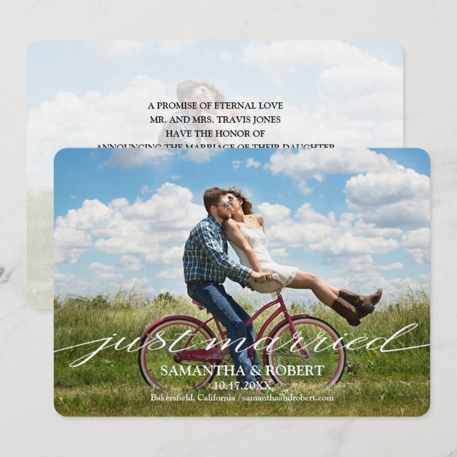 Just Married Photo Wedding Announcement Invitation (Front/Back)