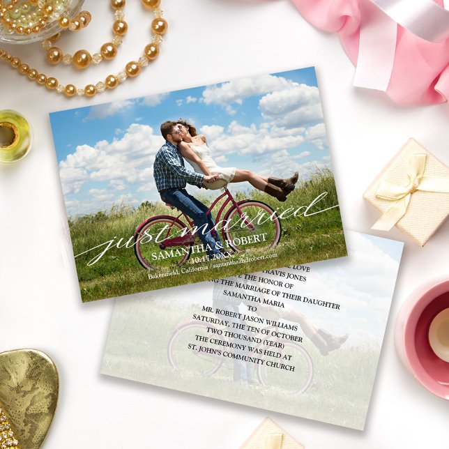 Just Married Photo Wedding Announcement Invitation (Creator Uploaded)