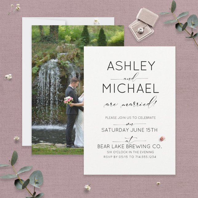 Just Married Photo Wedding Celebration Invitation (Creator Uploaded)