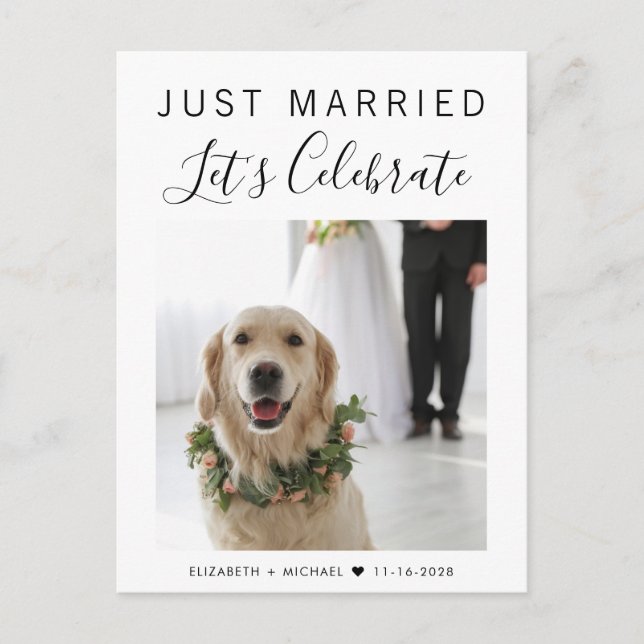 Just Married Photo Wedding Party Announcement Postcard (Front)