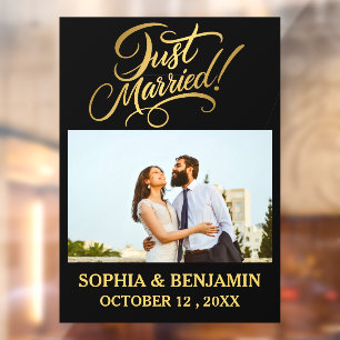 Just Married Photo Window Cling
