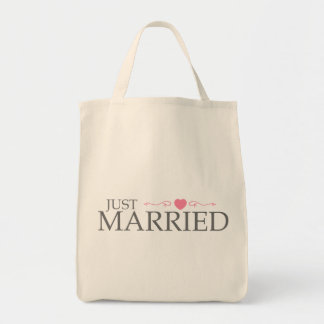 Just Married (Pink Heart Scroll) Tote Bag