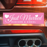 Just Married Pink Personalised Newlywed Wedding Car Magnet<br><div class="desc">Just Married Personalised Name Newlywed Wedding Car Magnet. Personalise this custom design with the names of the bride and groom or with your own text.</div>