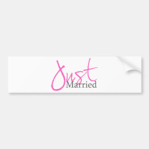 Just Married (Pink Script) Bumper Sticker