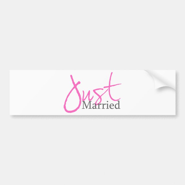 Just Married (Pink Script) Bumper Sticker (Front)