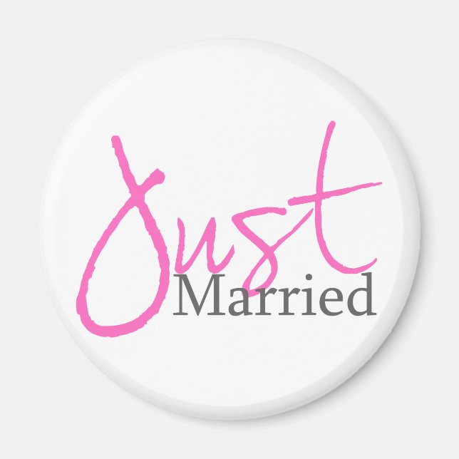 Just Married (Pink Script) Magnet (Front)