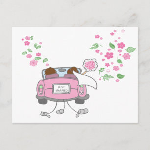 Just Married Pink Wedding Announcement Post Card