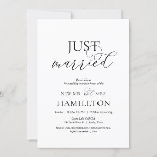 Just Married, Post wedding Brunch Elopement, Navy  Invitation