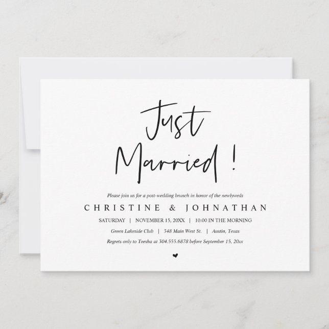Just married, post wedding brunch invitation (Front)