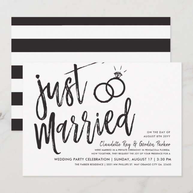 Just Married | Post Wedding Party Invitation (Front/Back)