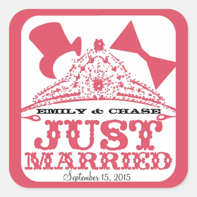 Just Married Princess Bride Tiara Wedding Sticker (Front)