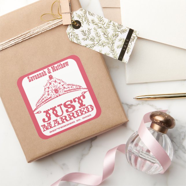 Just Married Princess Bride Tiara Wedding Sticker (Gifting)
