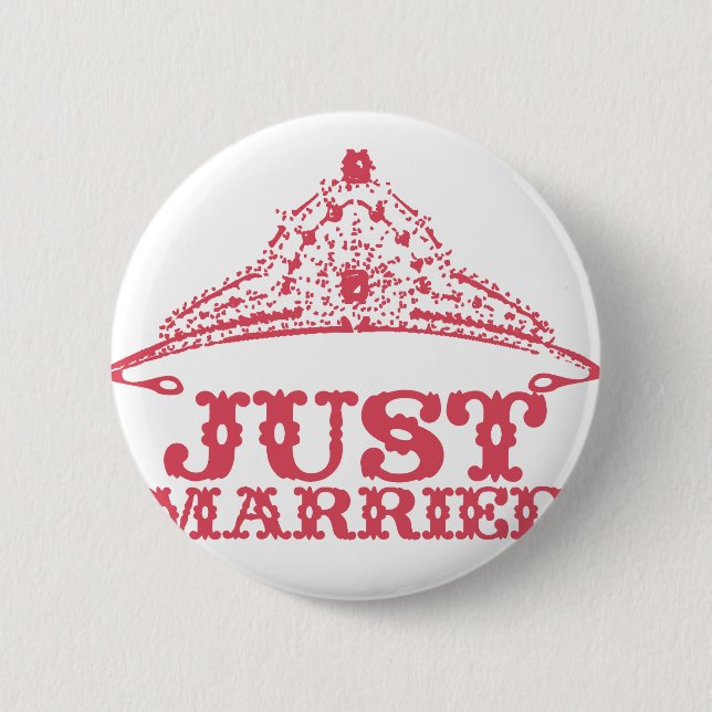 Just Married Princess Bride Tiara Weddings 6 Cm Round Badge (Front)