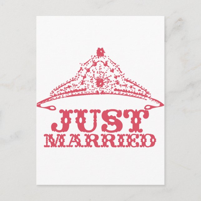 Just Married Princess Bride Tiara Weddings Announcement Postcard (Front)