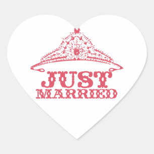 Just Married Princess Bride Tiara Weddings Heart Sticker