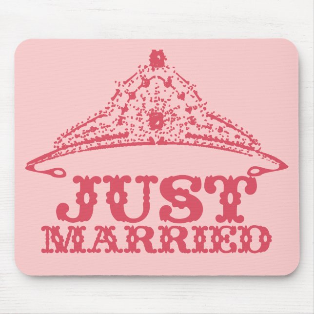 Just Married Princess Bride Tiara Weddings Mouse Mat (Front)