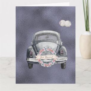 Just Married Purple Lavender Wedding  Card