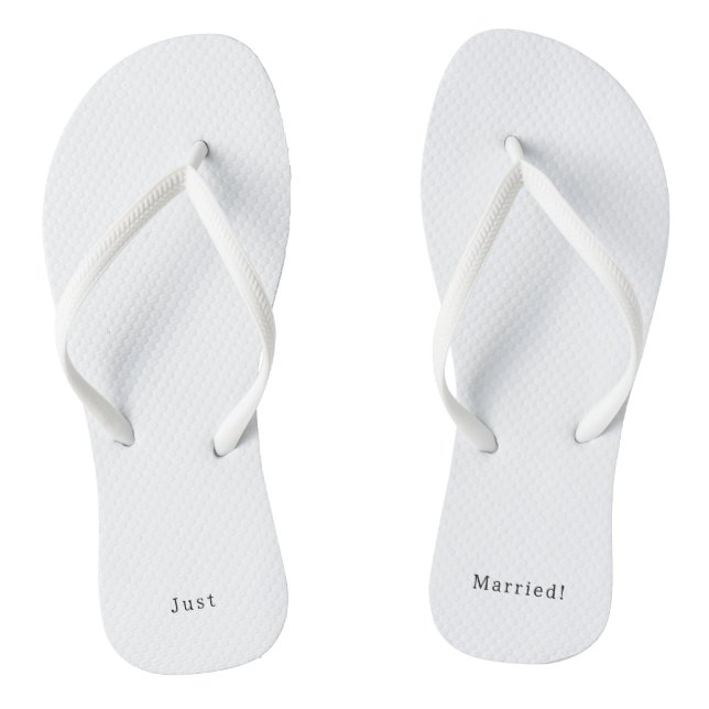 Just Married Quote Wedding And Marriage Text Flip Flops (Footbed)
