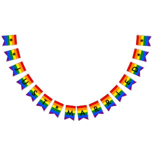 Just Married Rainbow Flag LGBT Pride Wedding Party