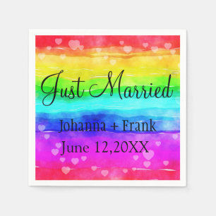 Just Married Rainbow Napkin