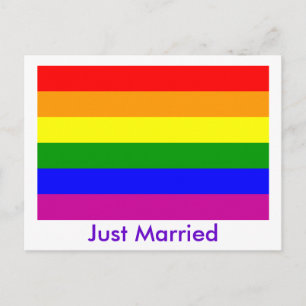 Just Married Rainbow Pride Announcement Postcard