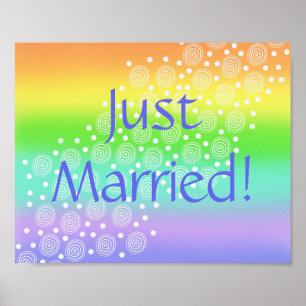 Just Married! Rainbow Wedding Car Sign