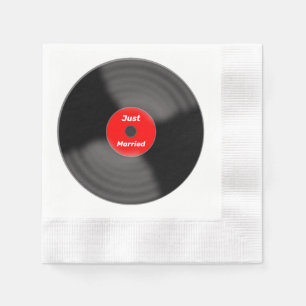 Just Married Record Paper Napkins 