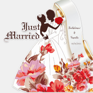 Just Married Romantic Flowers Personalised Wedding