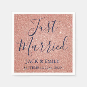 Just Married Rose Gold Blush Pink Napkins