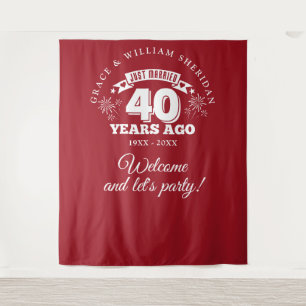 Just Married Ruby 40th Anniversary Photo Prop Tapestry