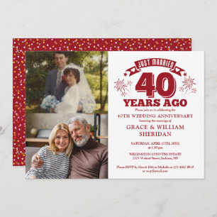 Just Married Ruby 40th Wedding Anniversary 2 Photo Invitation