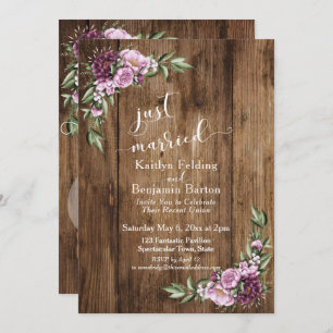Just Married Rustic and Floral Reception Only Invitation