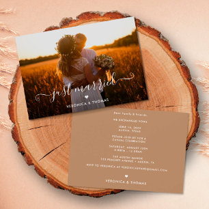 Just Married Rustic Photo Eloped Announcement