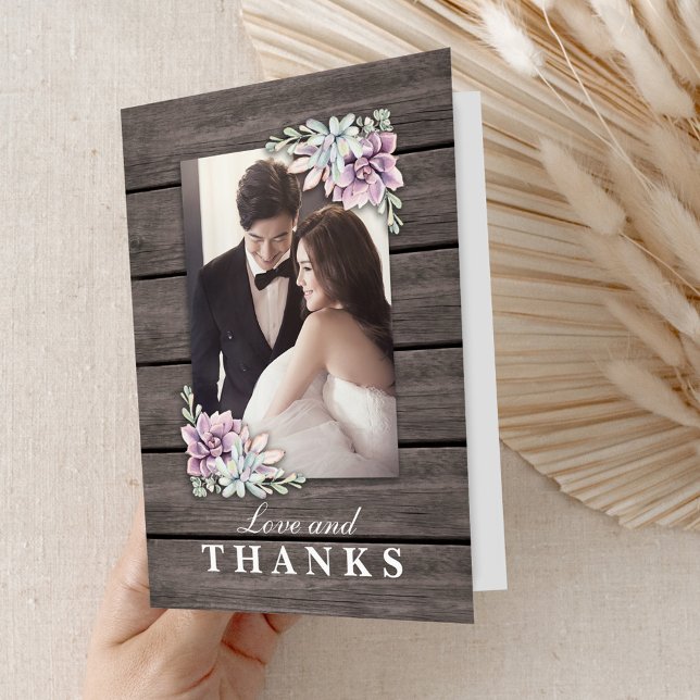 Just Married | Rustic Succulent Wedding Thank You (Creator Uploaded)