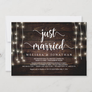 Just married, Rustic Wood, Wedding Elopement Invitation