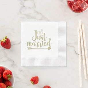 Just Married Sage Napkin