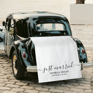 Just Married Script Fabric Car Banner Wedding Sign Tapestry