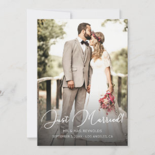 Just Married Script & Photo optional Reception Invitation