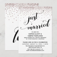 Just Married Script Rose Gold Confetti Reception