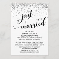 Just Married Script Silver Confetti Reception-Only