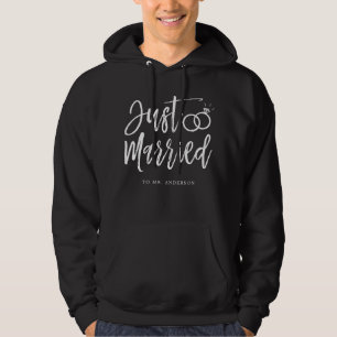 Just Married   Script Style Wedding Hoodie
