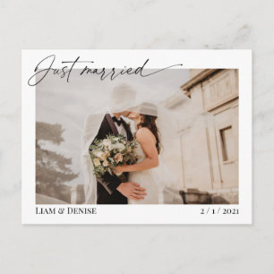 Just Married Script Wedding Announcement Elopement Postcard