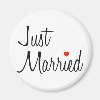 Just Married (Script With Red Heart) Magnet