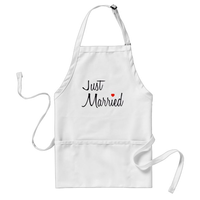 Just Married (Script With Red Heart) Standard Apron (Front)