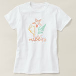 Just Married Seashell Beach Wedding T-Shirt<br><div class="desc">Just married design has a seashell motif,  is part of the beach wedding collection and is available in more styles.</div>