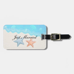 Just Married Seashells Beach Wedding Luggage Tag