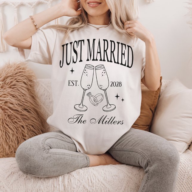 Just Married Shirt, Custom Bride & Groom Shirts (Just married shirt, honeymoon shirts, bride and groom shirts, newlywed shirts, matching couple shirt)
