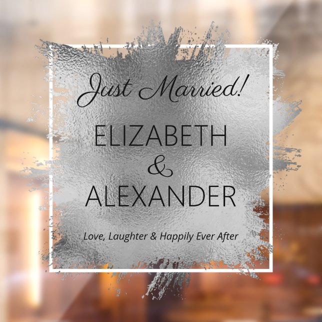 Just Married! Silver Faux Foil Window Cling (Sheet 2)