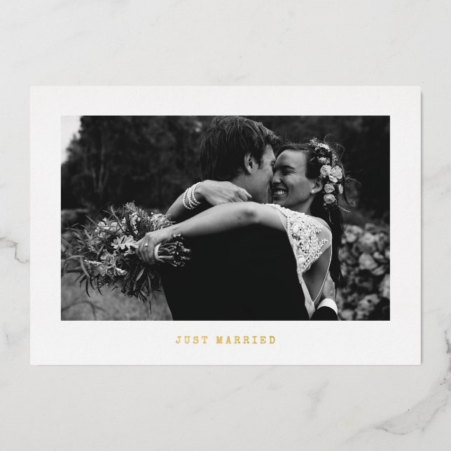 Just Married Simple Foil Photo Announcement (Front)
